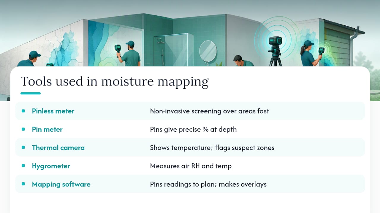 Diagram comparing moisture detection tools
