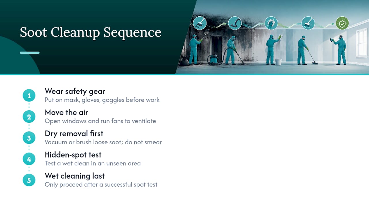 Diagram of soot cleanup process steps and sequence